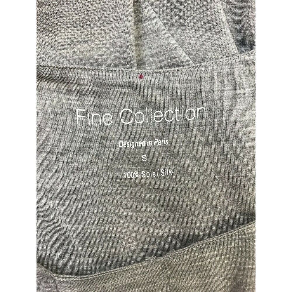 Fine Collection Designed In Paris Gray Silk Top Women's Small Key Hole Neck - Picture 7 of 8